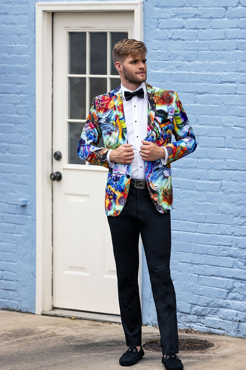 Blue Green Abstract Floral Tuxedo - 2 Piece 40r Matching Color