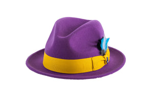 Purple Brooks Trilby 100% Australian Wool Felt Crushable Hat