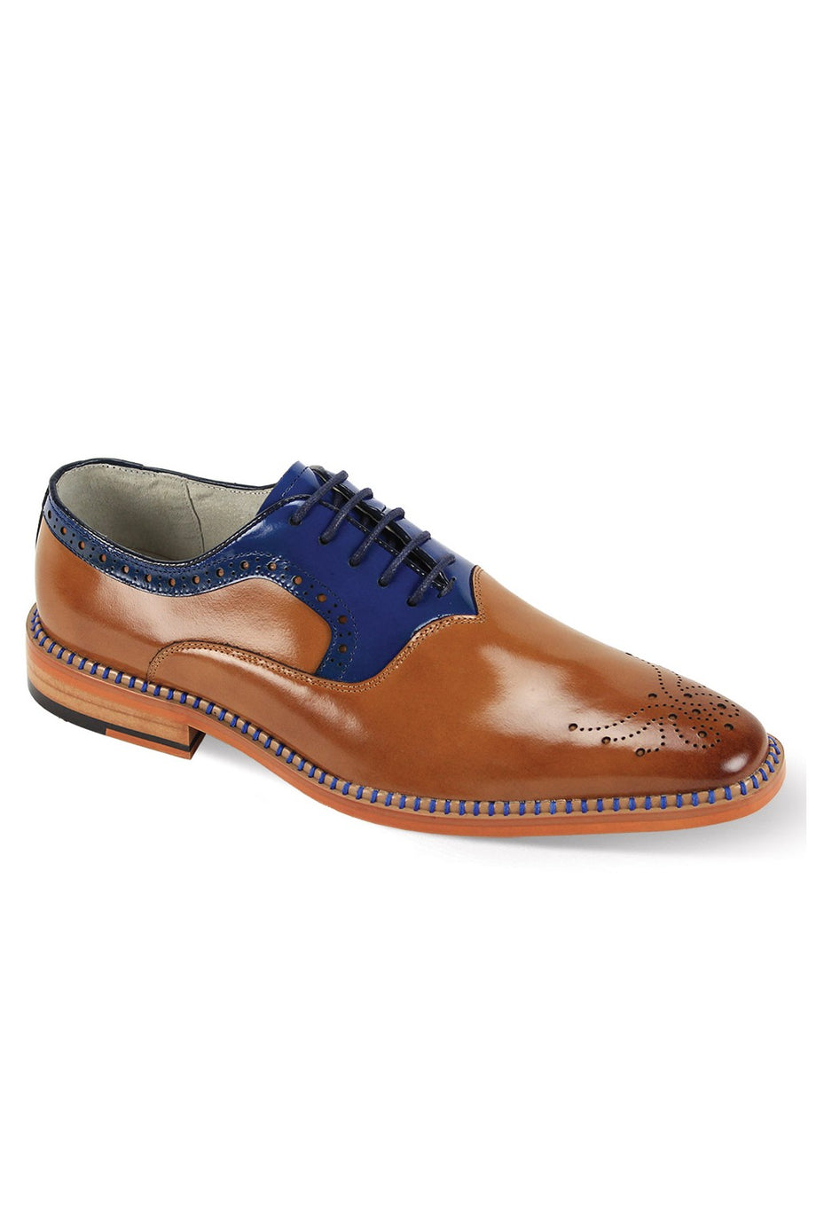 "Sawyer" Tan & Cobalt Dress Shoes