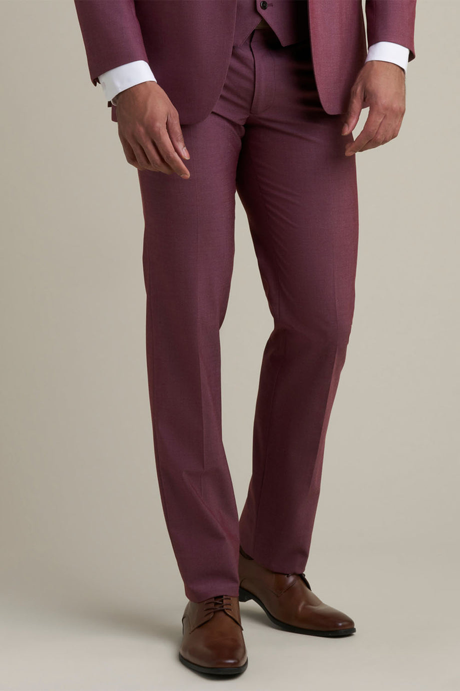 "Mayfair" Burgundy Luxury Stretch Blend Suit Pants