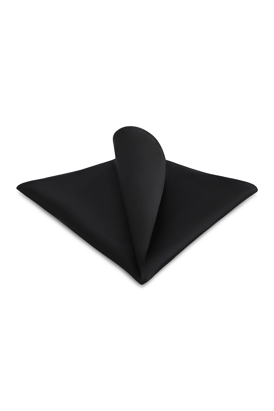 Black Solid Satin Silk Pocket Square