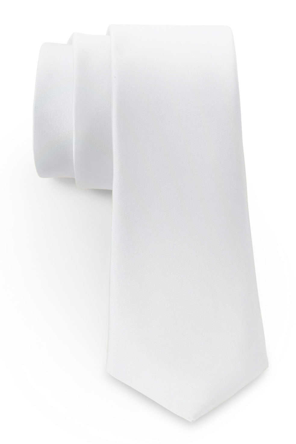 White Solid Satin Silk Necktie