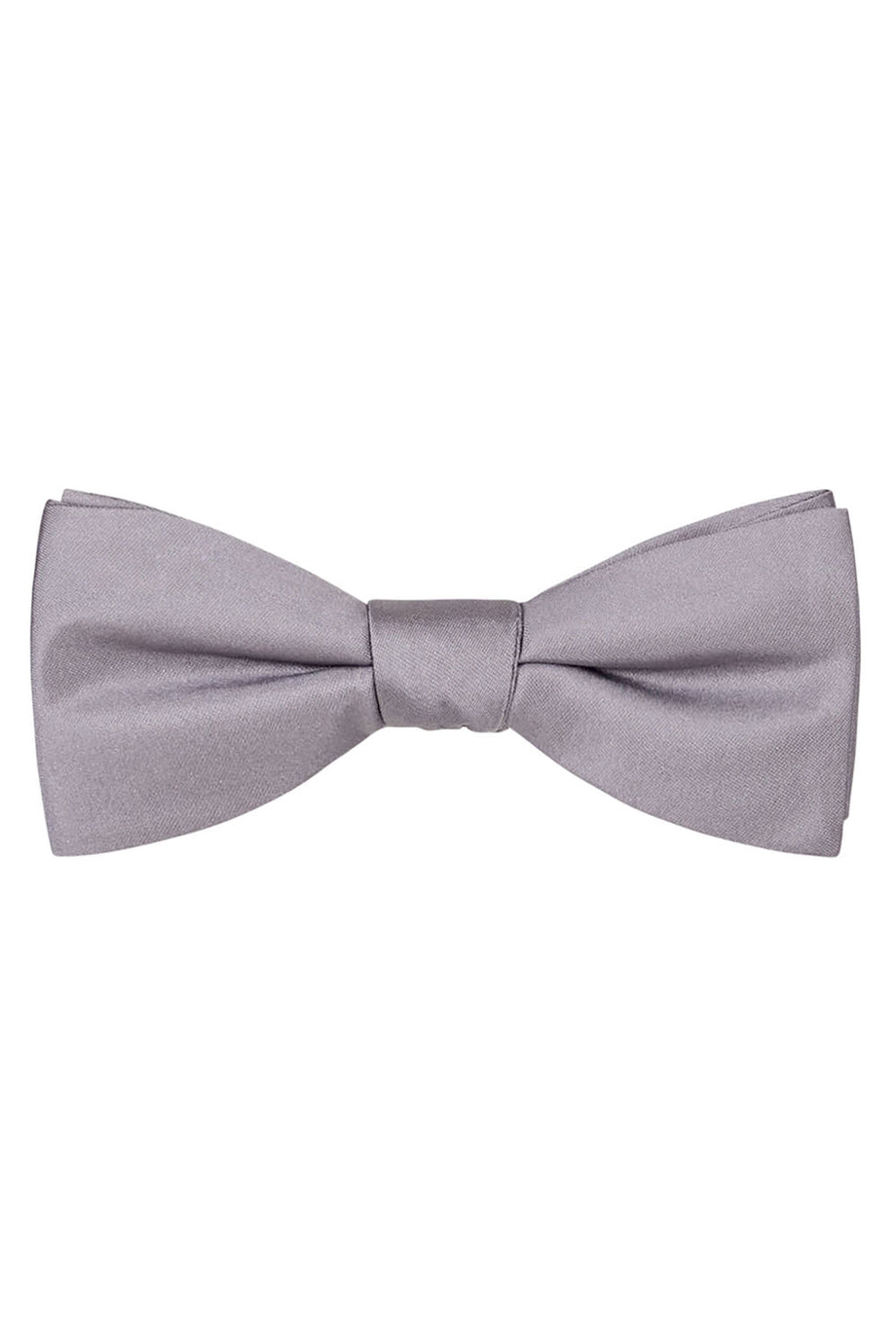 Silver Solid Satin Silk Bow Tie