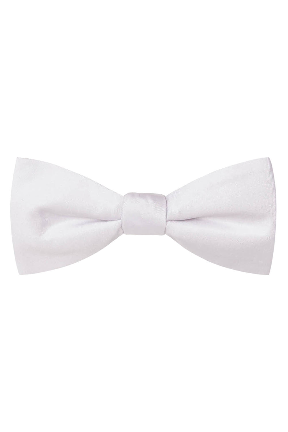 White Solid Satin Silk Bow Tie