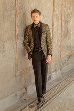 "Aries" Gold & Black Paisley Shawl Tuxedo Jacket (Separates)