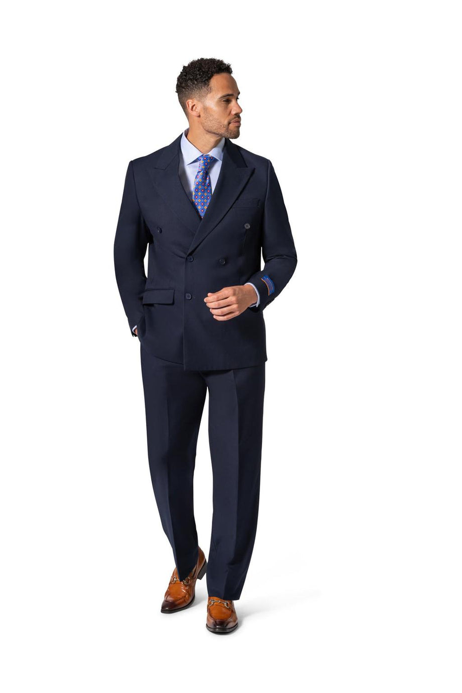 "Kingsley" Navy Double-Breasted Peak Suit (2-Piece Set)