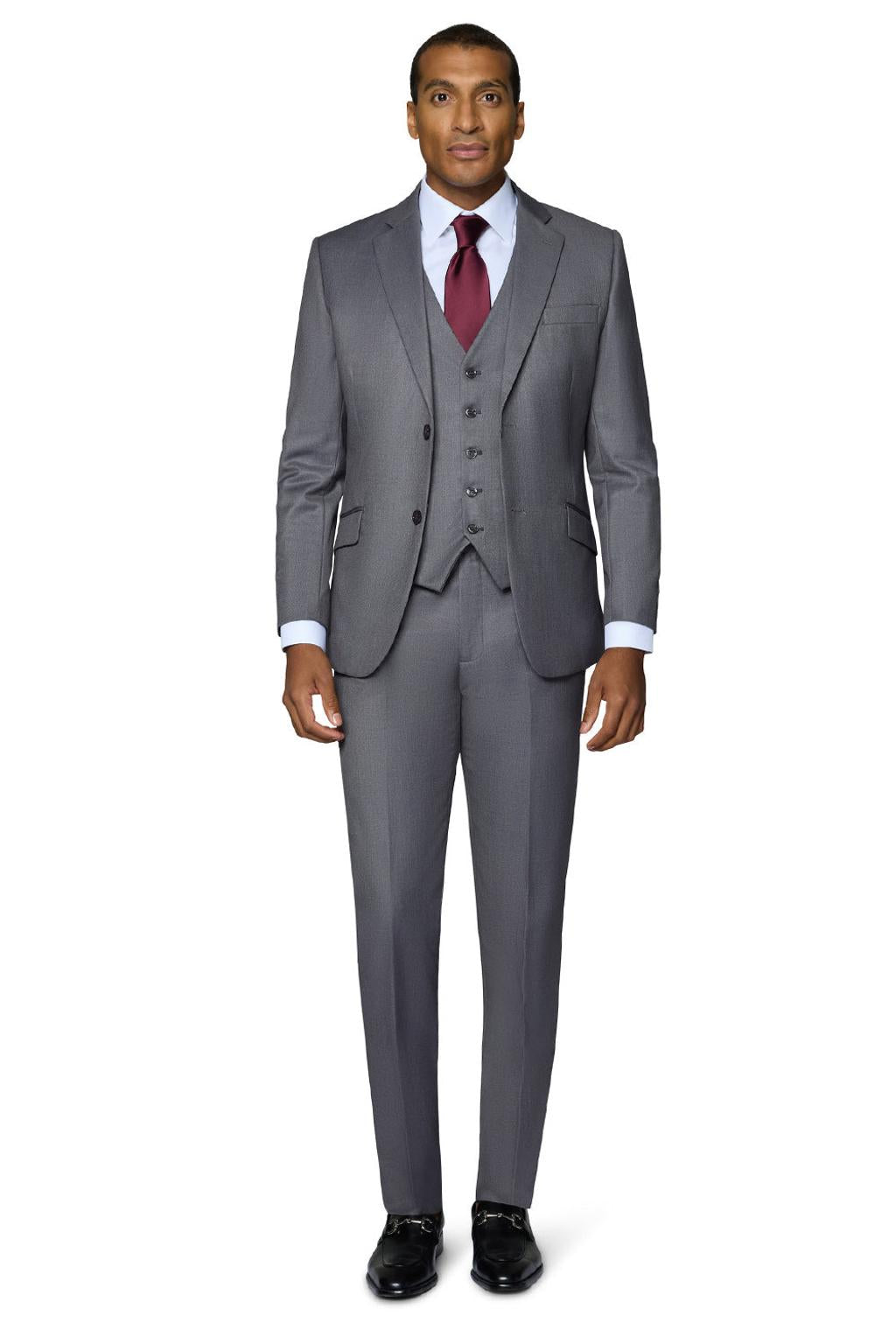 "Ashford" Medium Grey 2-Button Notch Suit (3-Piece Set)