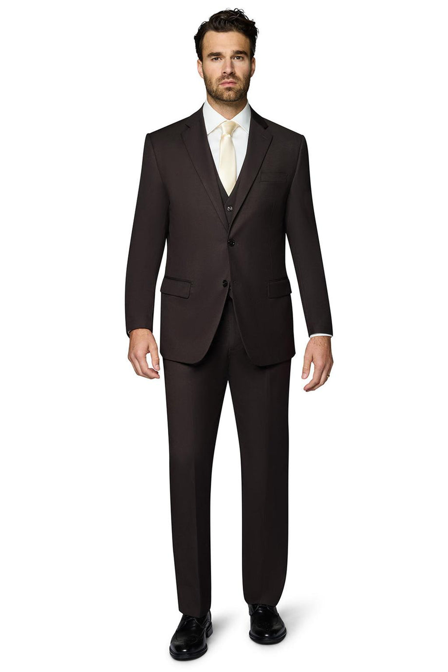 "Ashford" Dark Brown 2-Button Notch Suit (3-Piece Set)