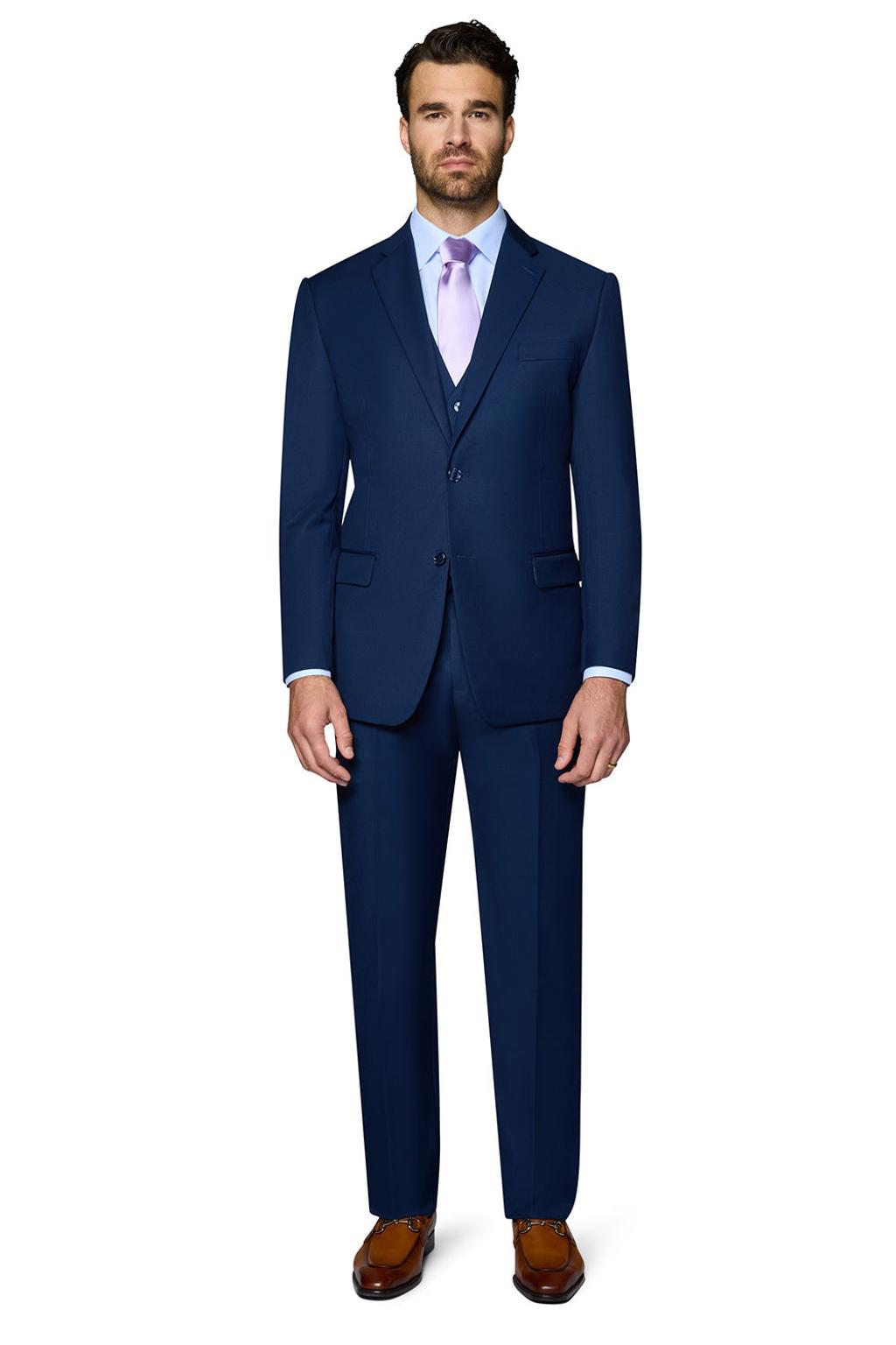 "Ashford" New Blue 2-Button Notch Suit (3-Piece Set)