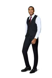 "Ashford" Black 2-Button Notch Suit (3-Piece Set)