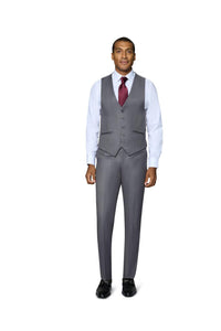 "Ashford" Medium Grey 2-Button Notch Suit (3-Piece Set)