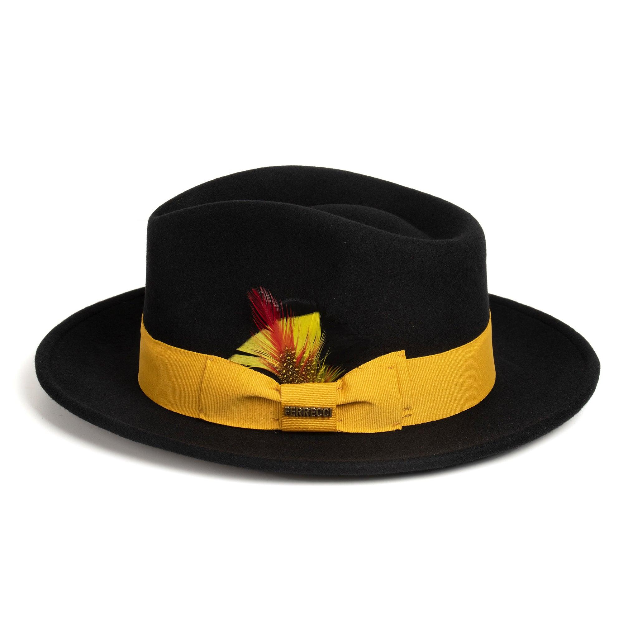 Black & Gold Fedora 100% Australian Wool Crushable Hat – Buy4LessTuxedo.com