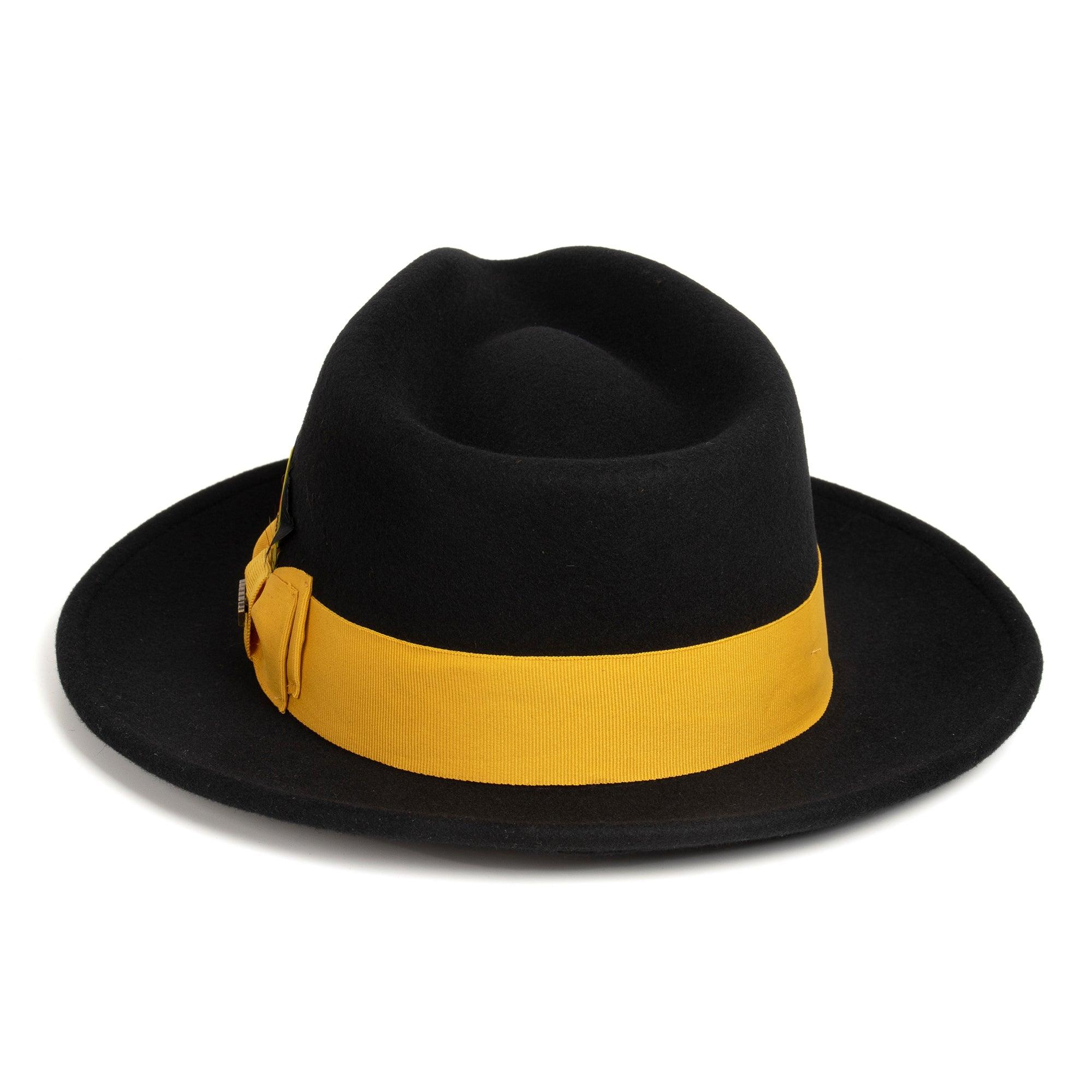 Black & Gold Fedora 100% Australian Wool Crushable Hat – Buy4LessTuxedo.com