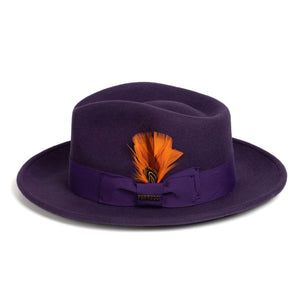 Crushable Purple 100% Australian Wool Fedora Hat - Ferrecci USA 