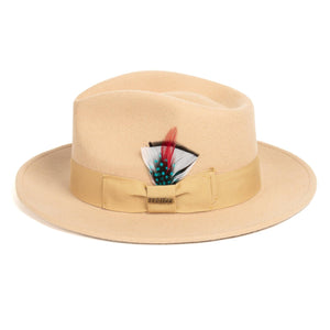 Crushable Tan 100% Australian Wool Fedora Hat - Ferrecci USA 