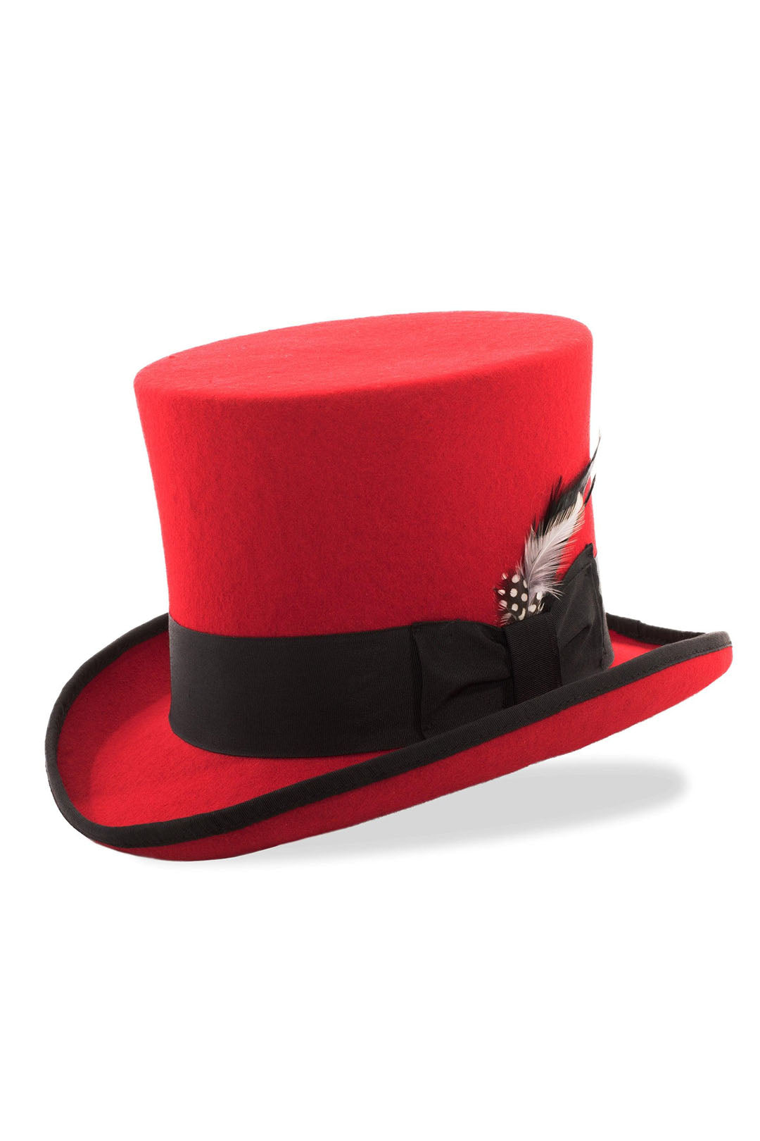 Red and Black Premium Wool Top Hat