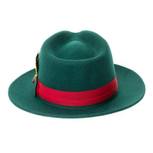 Grayson Fedora Crushable 100 % Australian Wool Traveler Two Tone Hunter Green And Red Bottom Hat - Ferrecci USA 