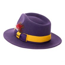 Grayson Fedora Crushable 100 % Australian Wool Traveler Two Tone Purple And Gold Bottom Hat - Ferrecci USA 