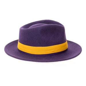 Grayson Fedora Crushable 100 % Australian Wool Traveler Two Tone Purple And Gold Bottom Hat - Ferrecci USA 