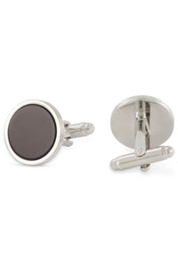 Premium Onyx Triple Rim Silver Studs and Cufflinks Set