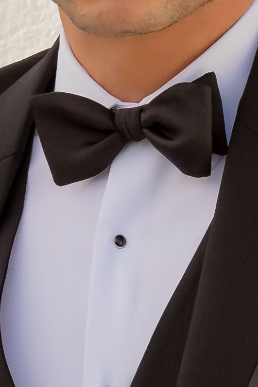 Black Modern Solid Bow Tie