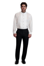 "Devon" White Pleated Mandarin Tuxedo Shirt