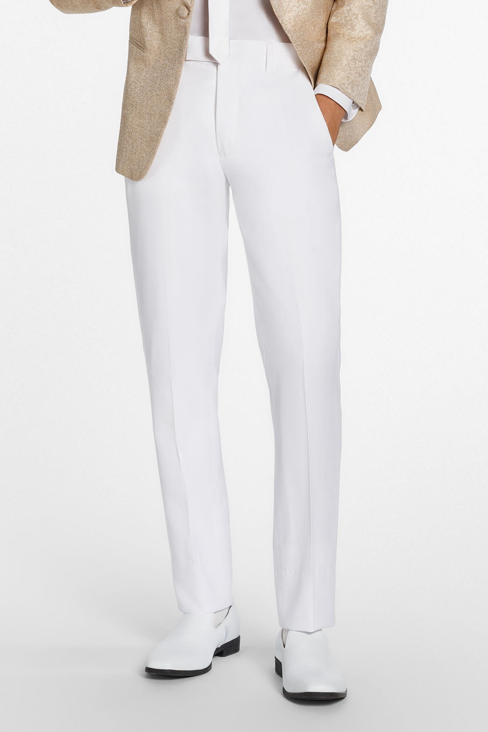 "Calypso" White Wool Blend Suit Pants