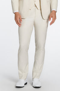 "Metro" Creme Luxury Wool Blend Suit Pants