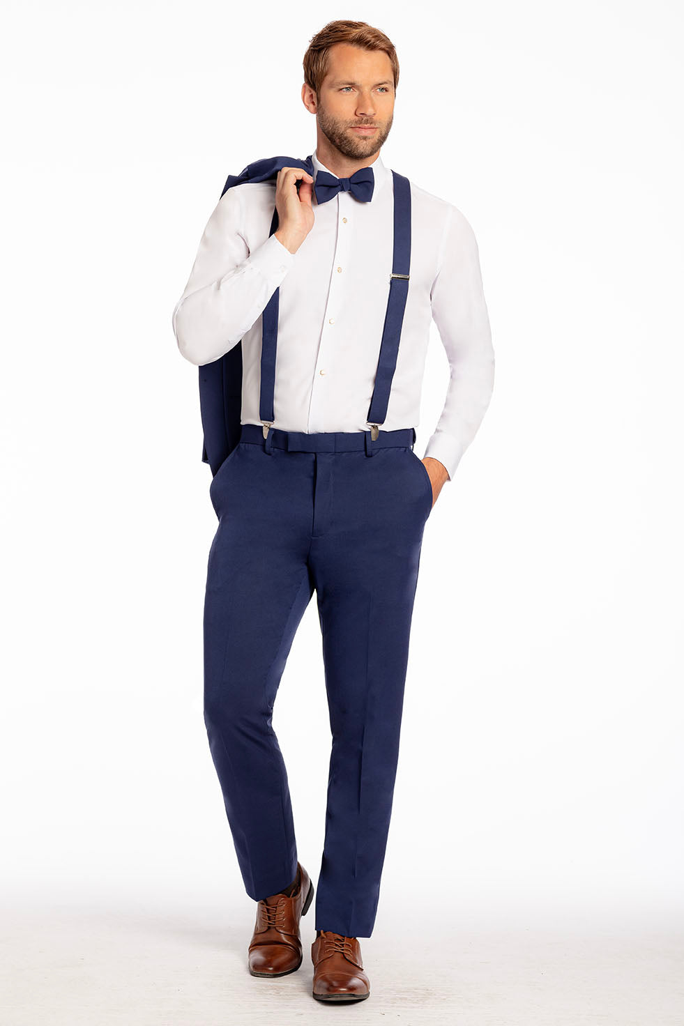 "Metro" Indigo Luxury Wool Blend Suit Pants