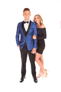 "Starlight" Royal Blue Metallic Shawl Tuxedo Jacket (Separates)