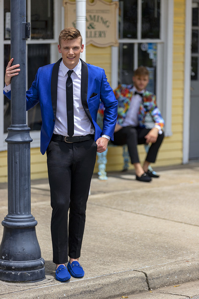 "Starlight" Royal Blue Metallic Shawl Tuxedo Jacket (Separates)