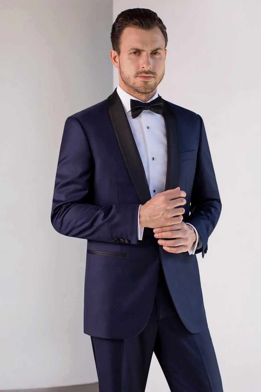 "Max" Navy Blue 1-Button Shawl Tuxedo (2-Piece Set)