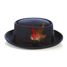 Navy Pork Pie Hat - Wool - Ferrecci USA 