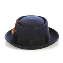 Navy Pork Pie Hat - Wool - Ferrecci USA 