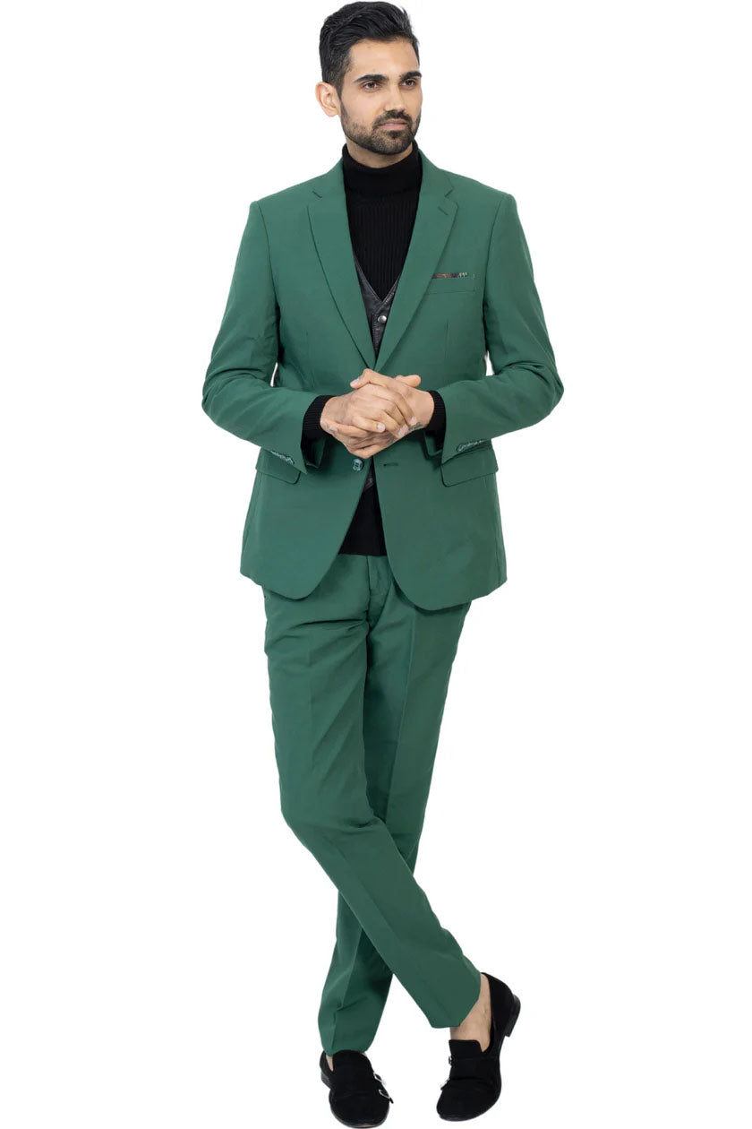 Paul Lorenzo 1969 Hunter Green Solid Slim Fit Suit (2-Piece Set)