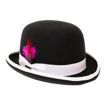 Premium Wool Black and White Derby Bowler Hat - Ferrecci USA 