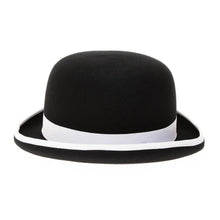 Premium Wool Black and White Derby Bowler Hat - Ferrecci USA 