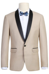 "Paris" Beige 1-Button Shawl Tuxedo (2-Piece Set)