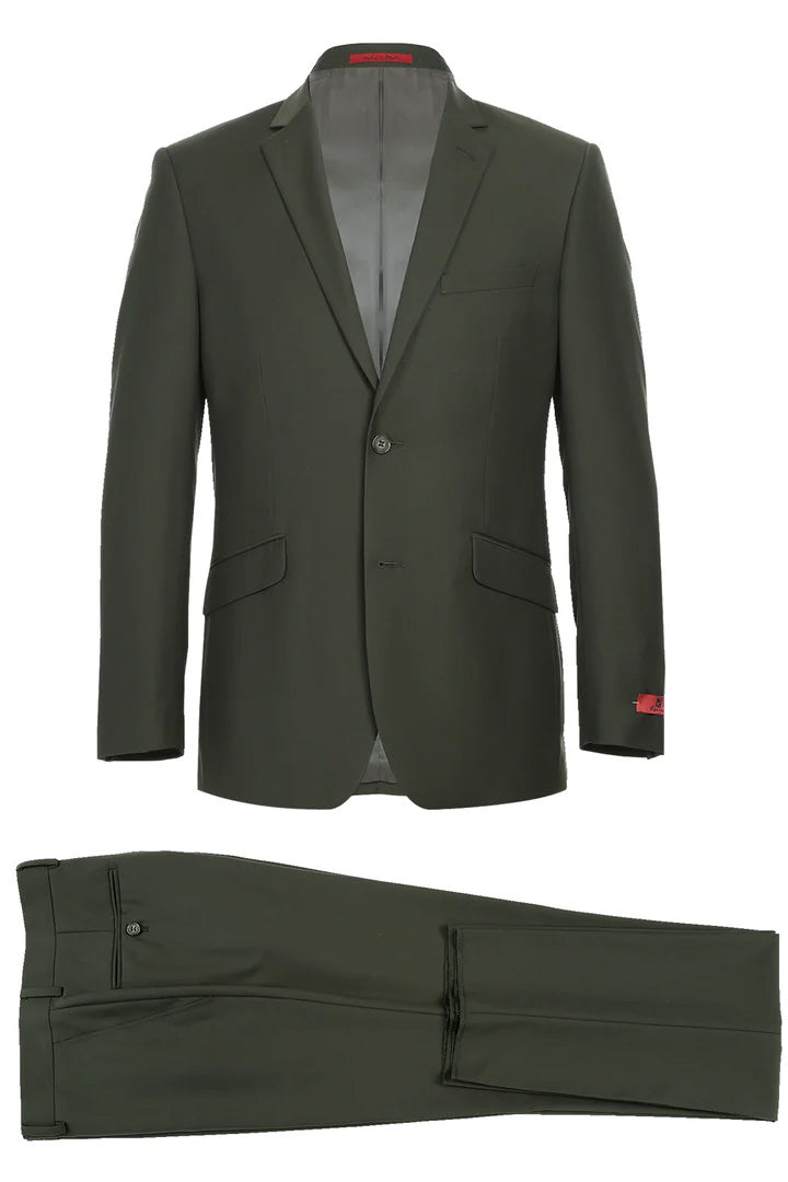 "Rafael" Olive 2-Button Notch Suit (2-Piece Set)