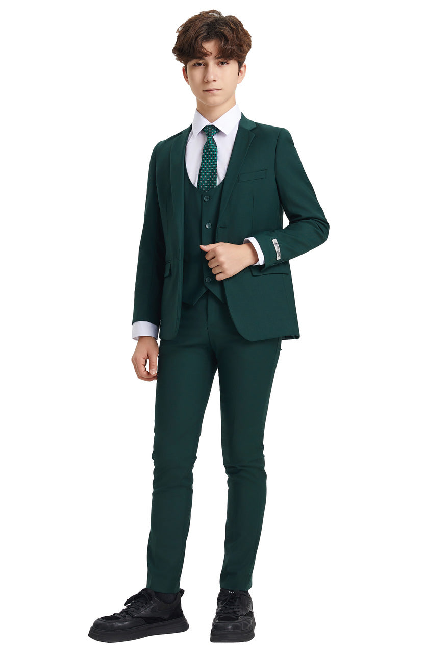 "Huntington" Stacy Adams Kids Green Suit (5-Piece Set)