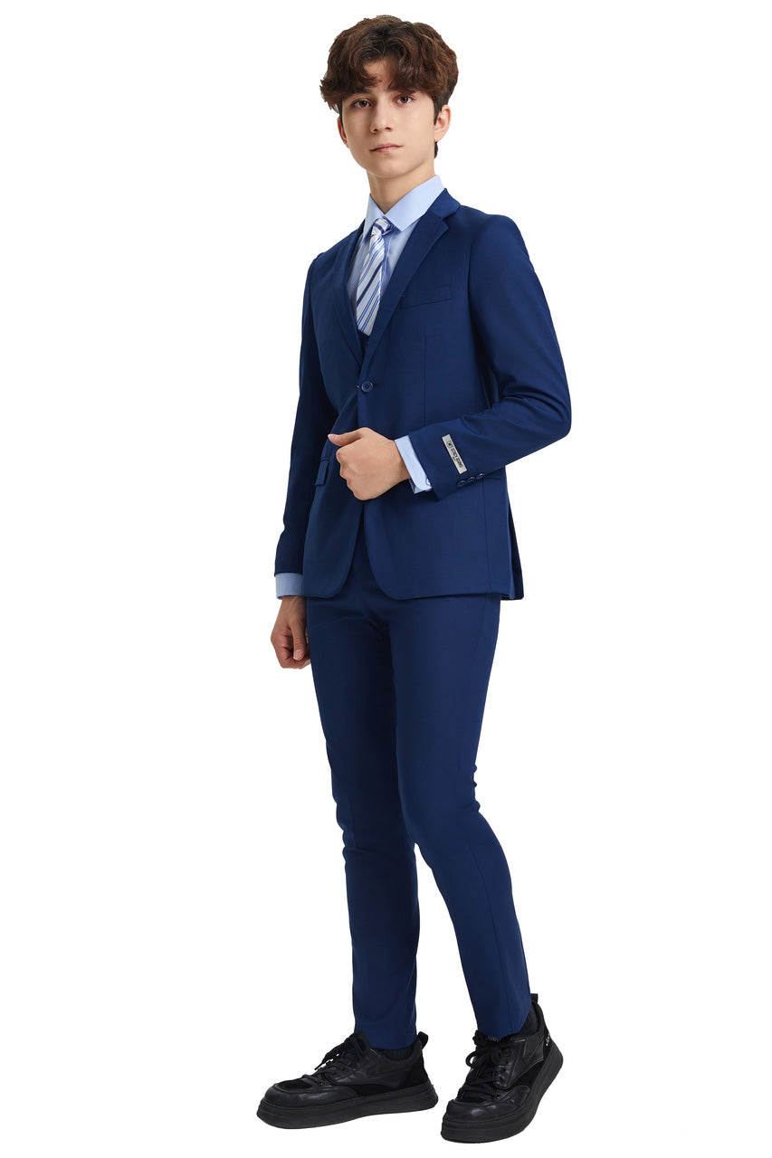 "Huntington" Stacy Adams Kids Indigo Suit (5-Piece Set)