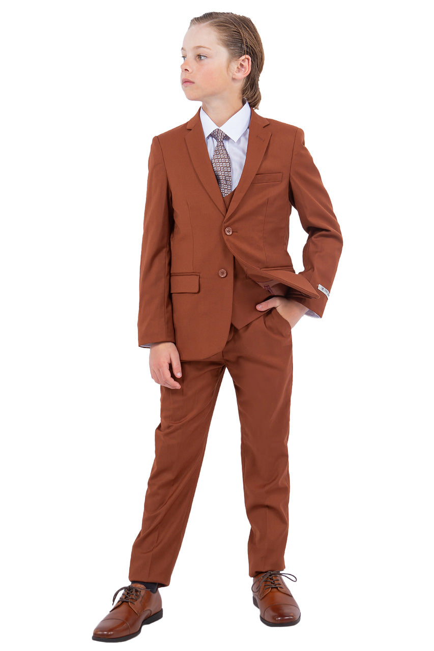 "Huntington" Stacy Adams Kids Brown Suit (5-Piece Set)