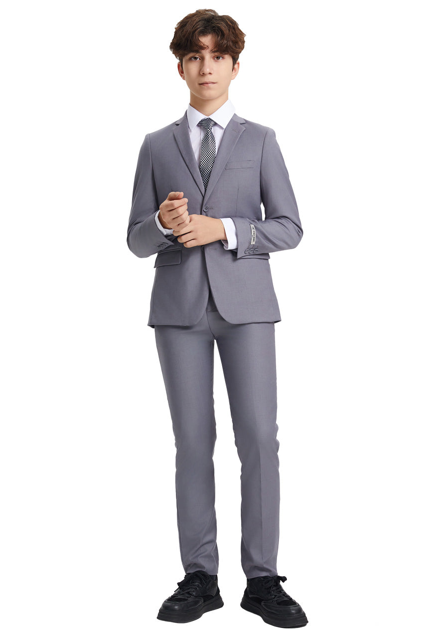 "Huntington" Stacy Adams Kids Light Grey Suit (5-Piece Set)