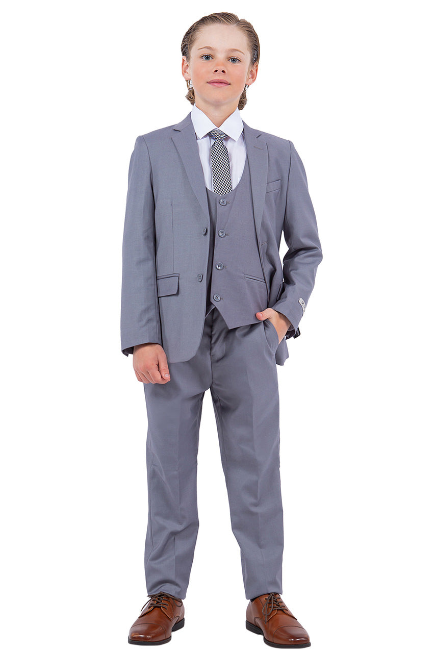 "Huntington" Stacy Adams Kids Medium Grey Suit (5-Piece Set)