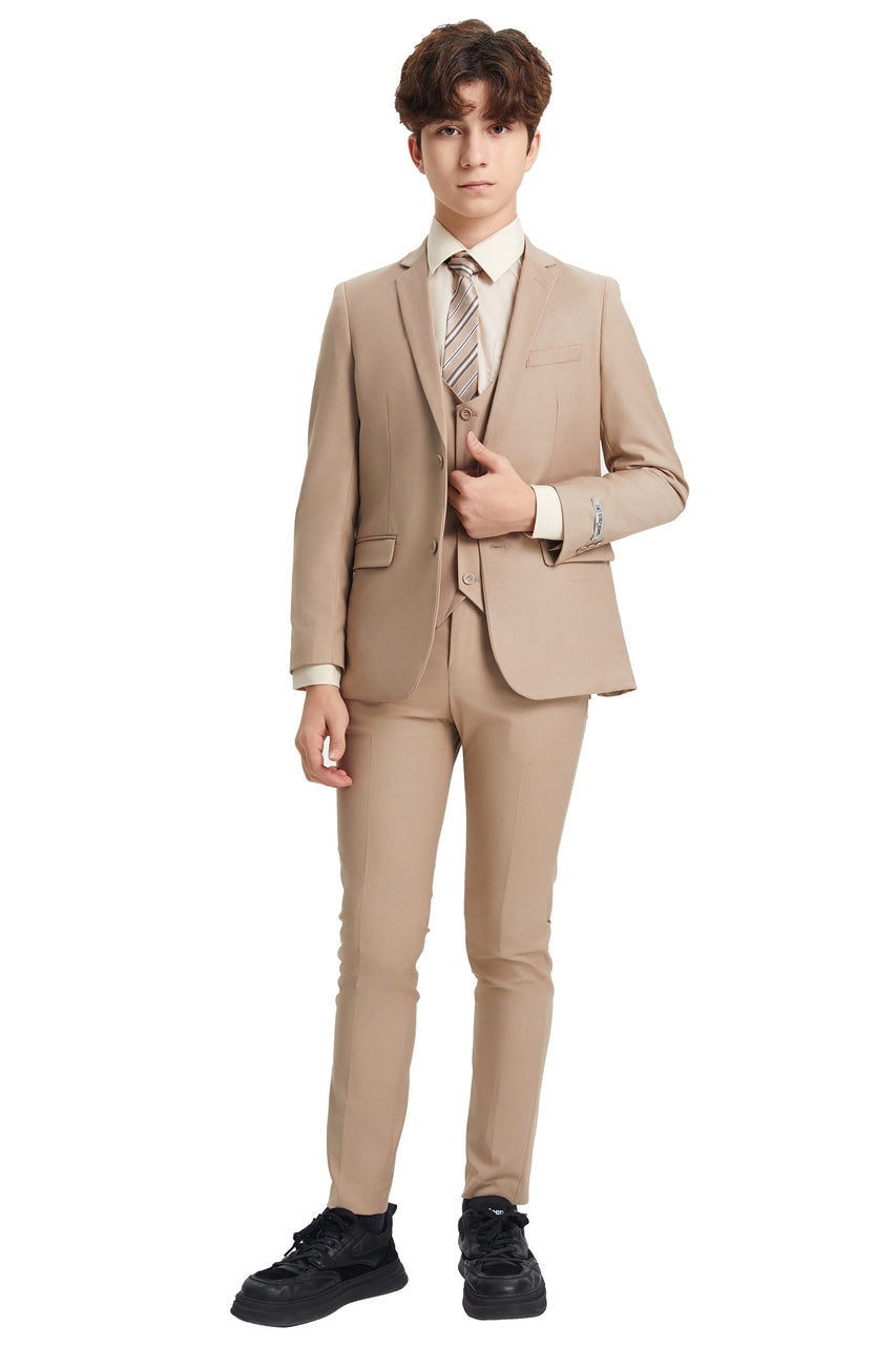 "Huntington" Stacy Adams Kids Tan Suit (5-Piece Set)