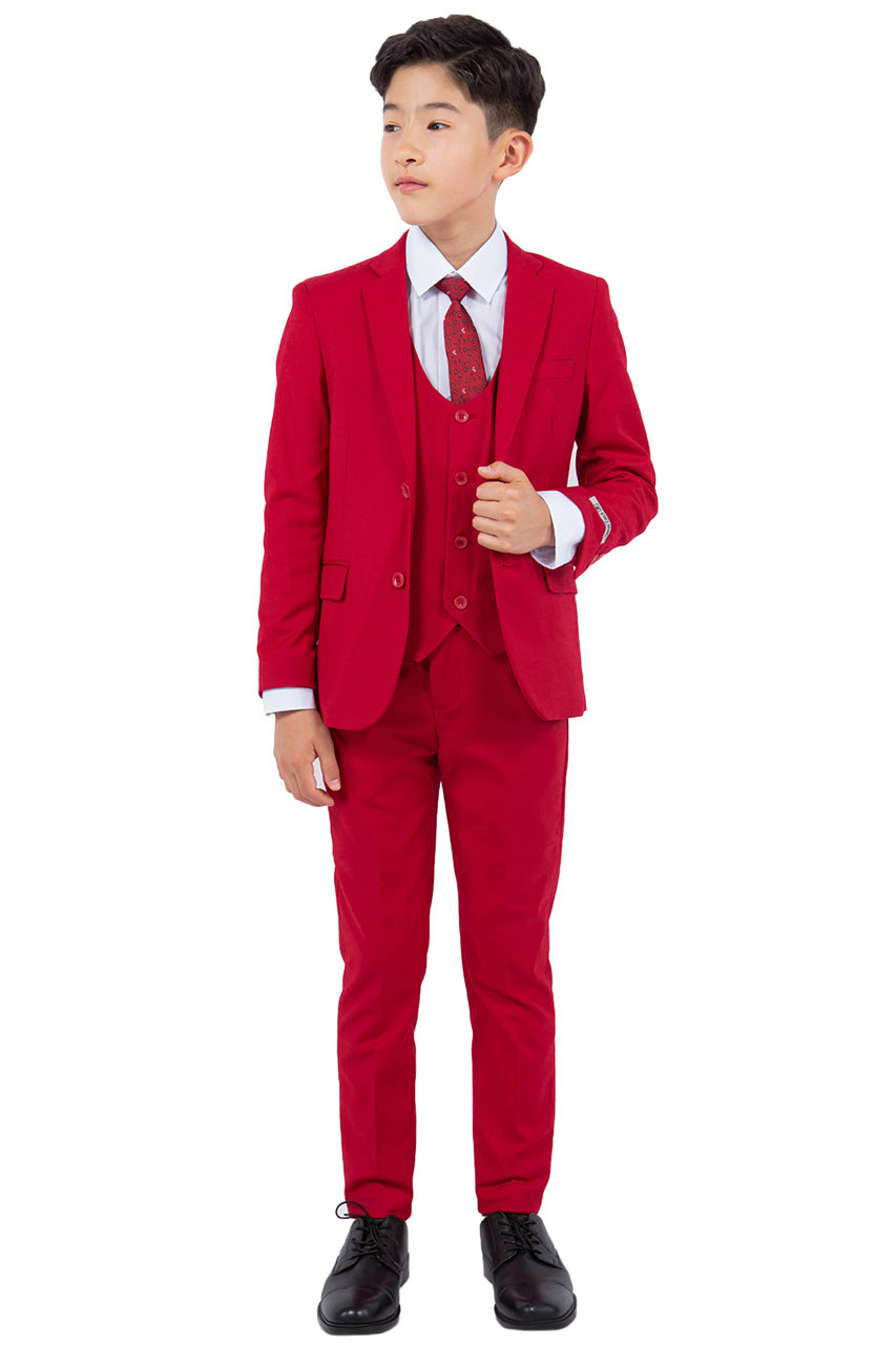 "Huntington" Stacy Adams Kids Red Suit (5-Piece Set)