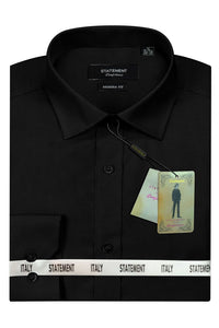 "Drake" Black Pindot Laydown Dress Shirt