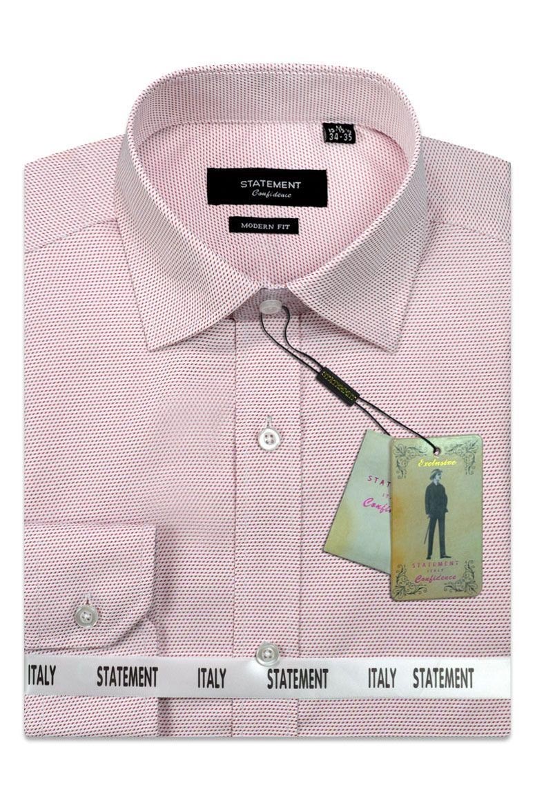 "Drake" Red Pindot Laydown Dress Shirt