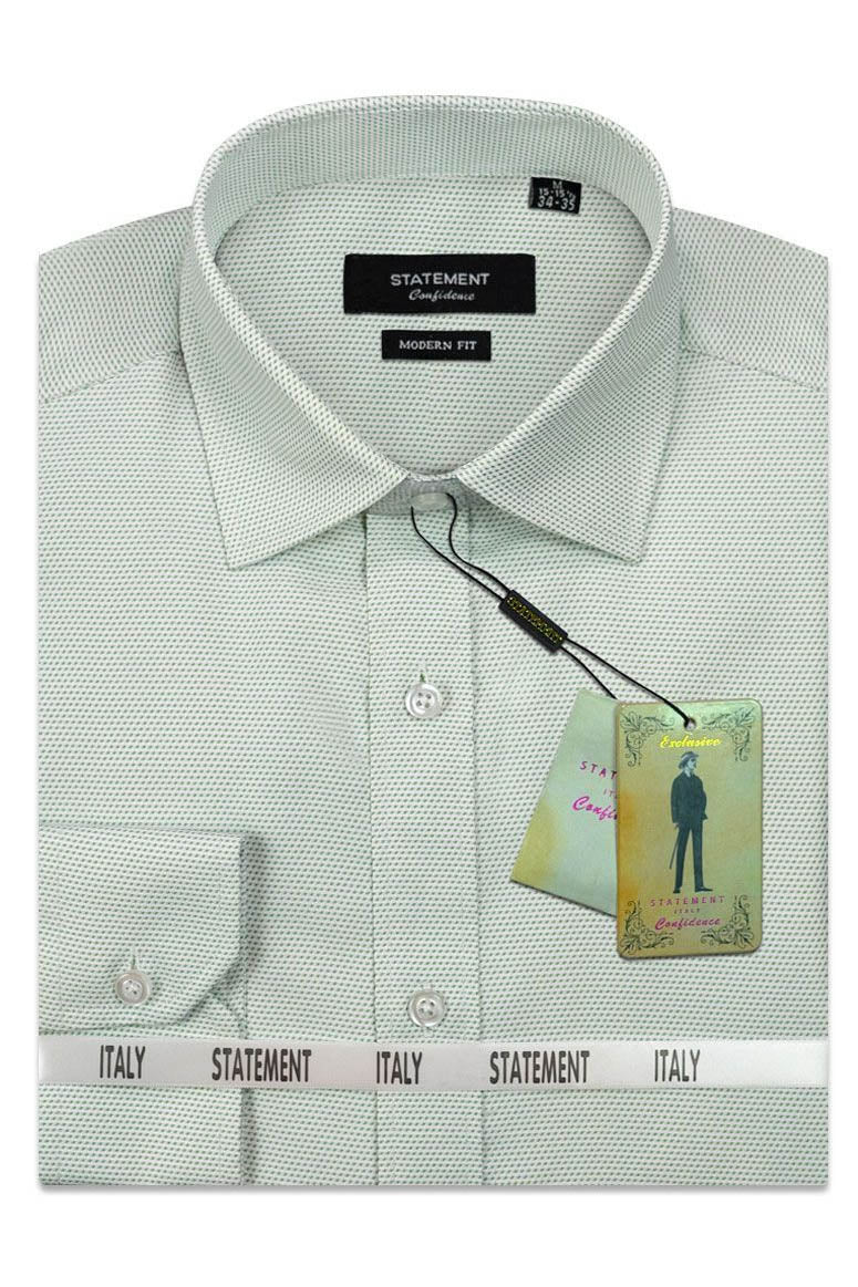 "Drake" Green Pindot Laydown Dress Shirt