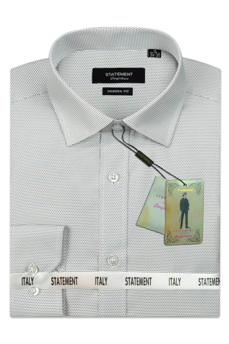 "Drake" Grey Pindot Laydown Dress Shirt